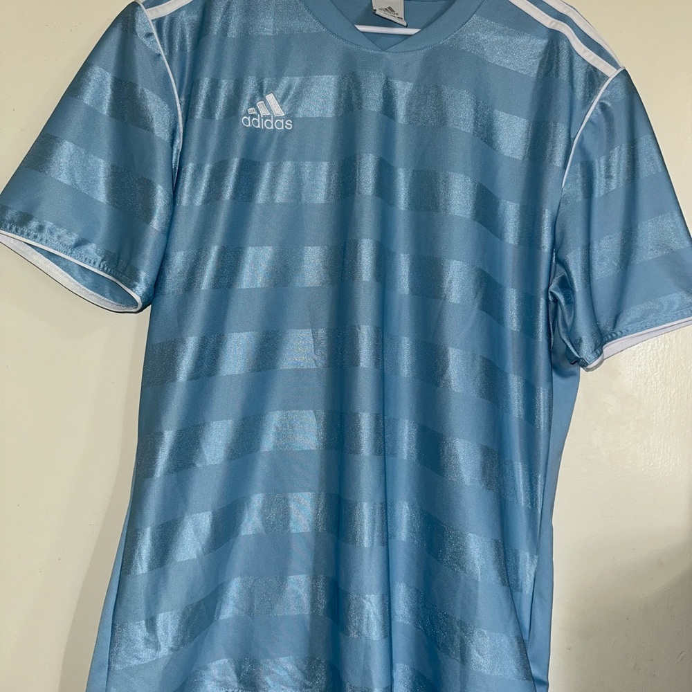 Adidas Men's Light Blue Striped Jersey size XL